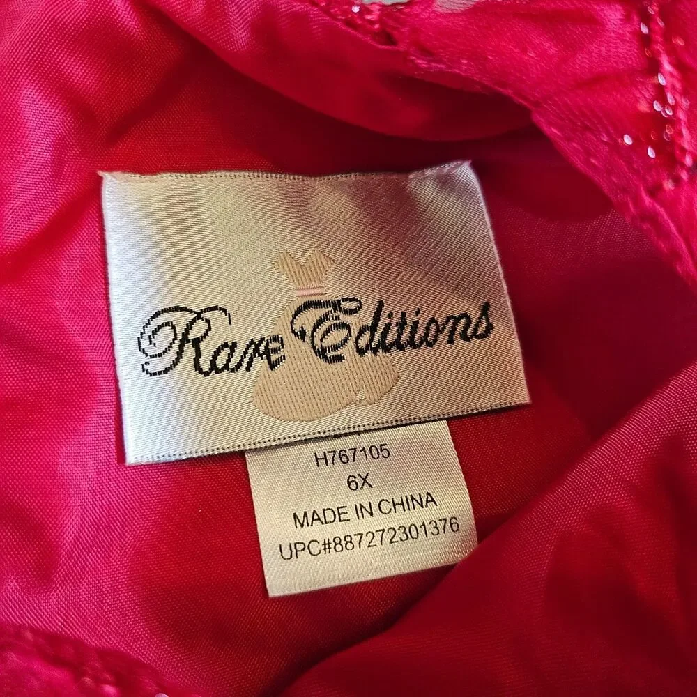 Rare Editions Toddler Girls Dress Red Sequin Bow Holiday Party NWT Sz 6X